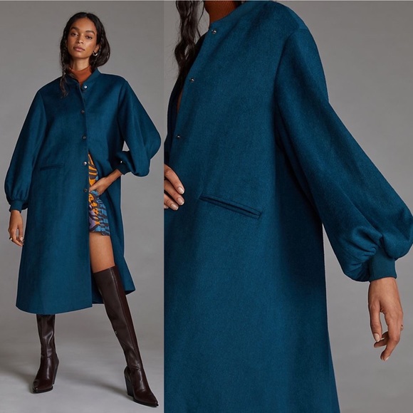 NWT Anthropologie dRa Cozy Wool Blend Puff-sleeved Coat - Picture 2 of 15